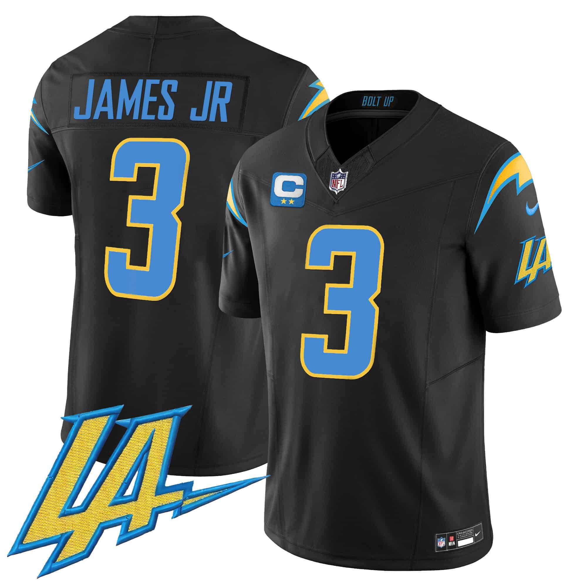Men Los Angeles Chargers #3 James jr Black 2024 Nike Vapor Limited NFL Jersey style 1